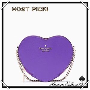 ♠️💜 kate spade Saffiano Love Shack Mini Heart Purse Crossbody Bag, Purple